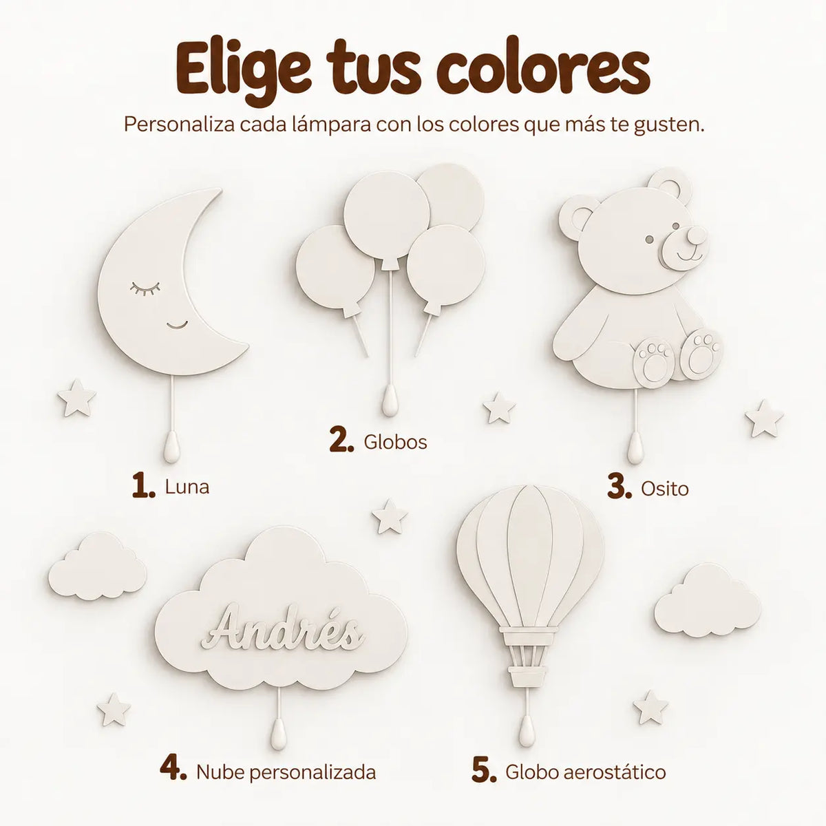 Set de 5 lámparas · Osito Soñador