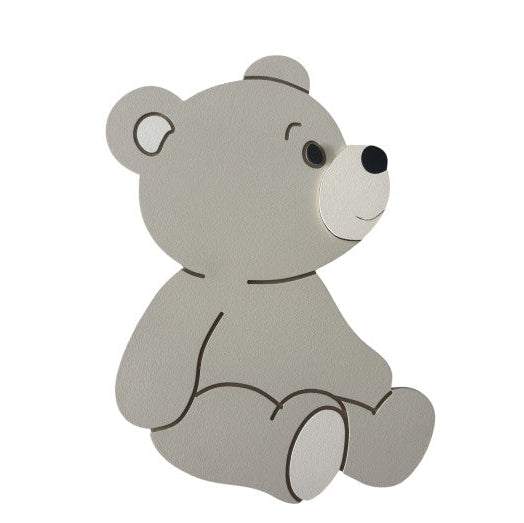 Lámpara infantil de madera con forma de oso sentado, pintada a mano con pintura a base de agua para habitación infantil.