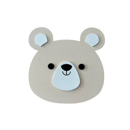Lámpara infantil de madera con cabeza de oso, pintada a mano con pintura a base de agua para habitación infantil.
