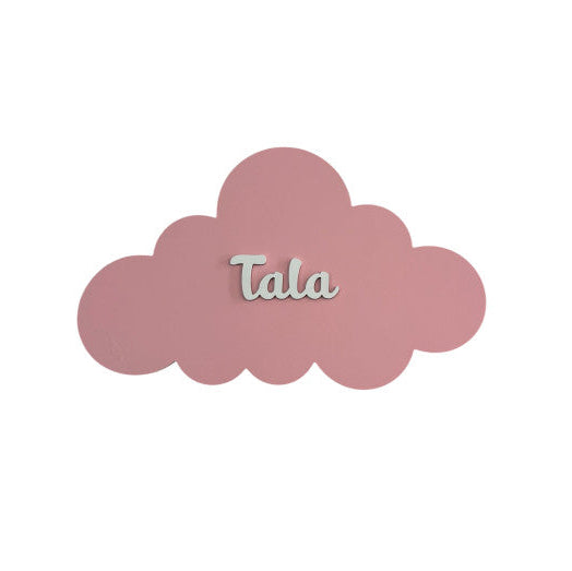 Lámpara infantil de nube personalizada con nombre, pintada a mano con pintura a base de agua para habitación infantil.