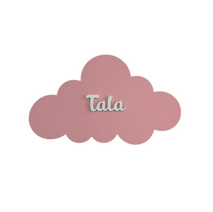 Lámpara infantil de nube personalizada con nombre, pintada a mano con pintura a base de agua para habitación infantil.
