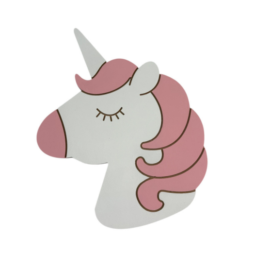 Lámpara infantil de madera con diseño de unicornio, pintada a mano con pintura a base de agua para habitación infantil.