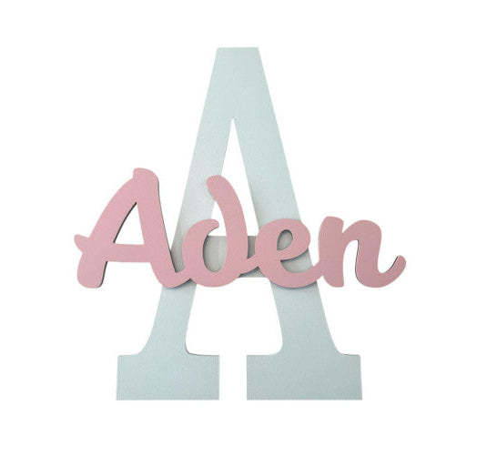 Lámpara infantil personalizada con inicial y nombre de madera pintada a mano para habitación infantil-