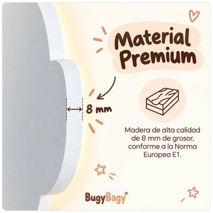 Lámpara infantil de madera de 8 mm de grosor, fabricada con madera de alta calidad conforme a la Norma Europea E1.
